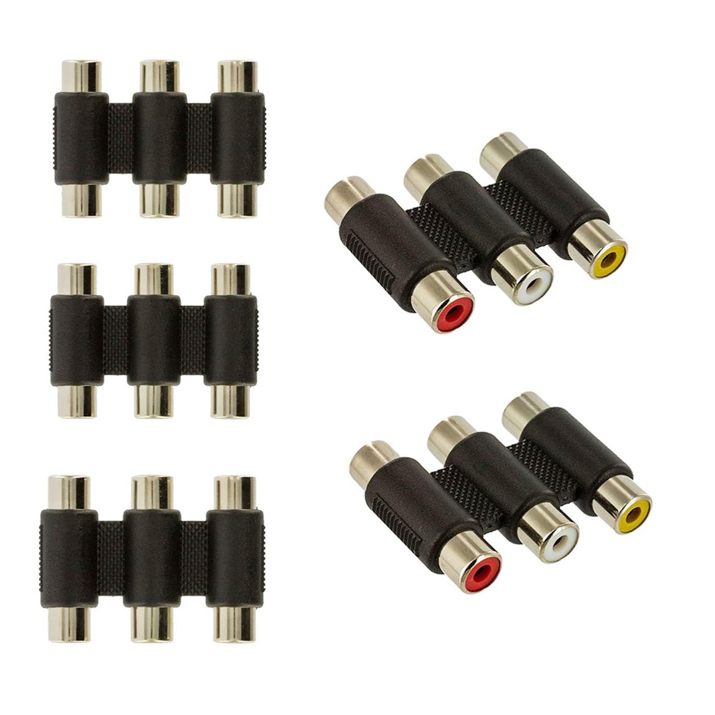 Hosyl RCA Female to Female Coupler, 3-RCA Female to Female Jack Coupler Adapter White Red Yellow - 5 Pack