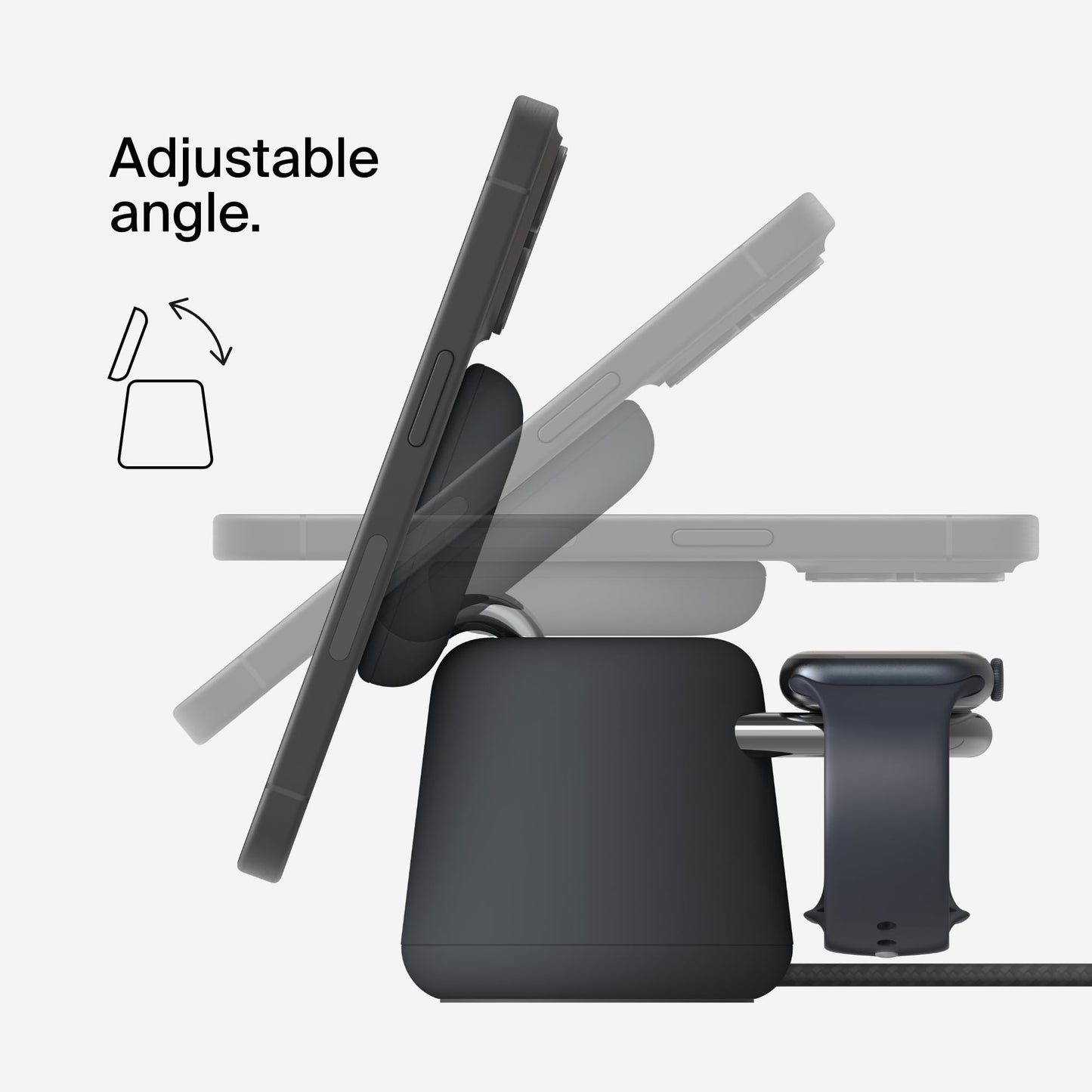 Belkin 2-in-1 Qi2 Wireless Charging Dock 15W Fast Charge iPhone Charger Compatible with iPhone 17, 16, 15, 14, and 13 Series, AirPods, and Other Qi2