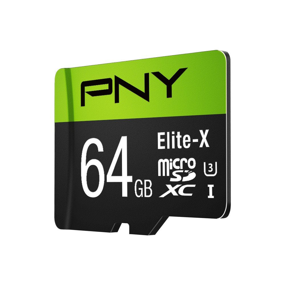 PNY Elite-X 64GB microSDXC Card with Adapter - UHS-I, U3 - up to 90MB/sec (P-SDU64U390EX-GE)