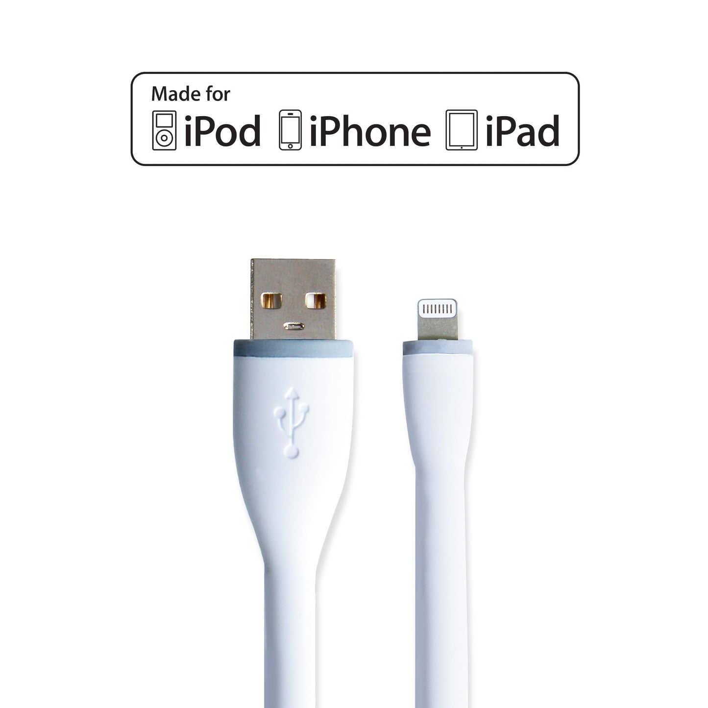 gofanco® Flexible & Durable Silicone MFi Certified Charge & sync Cable Compatible with Apple Devices (White) for iDevices - 13.6 inches (35cm)…