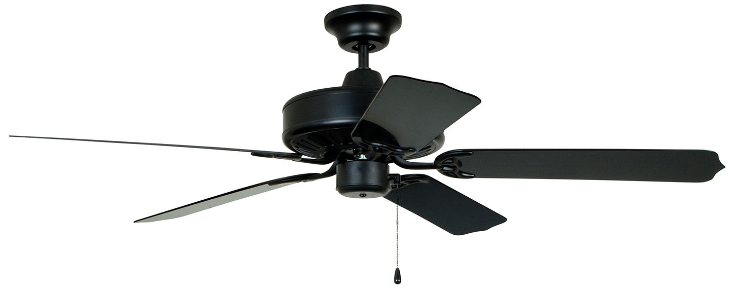 Litex WOD52MBK5P Cove Harbor - All Weather Rust Proof 52-Inch Ceiling Fan with Five Matte Black ABS Fan Blades