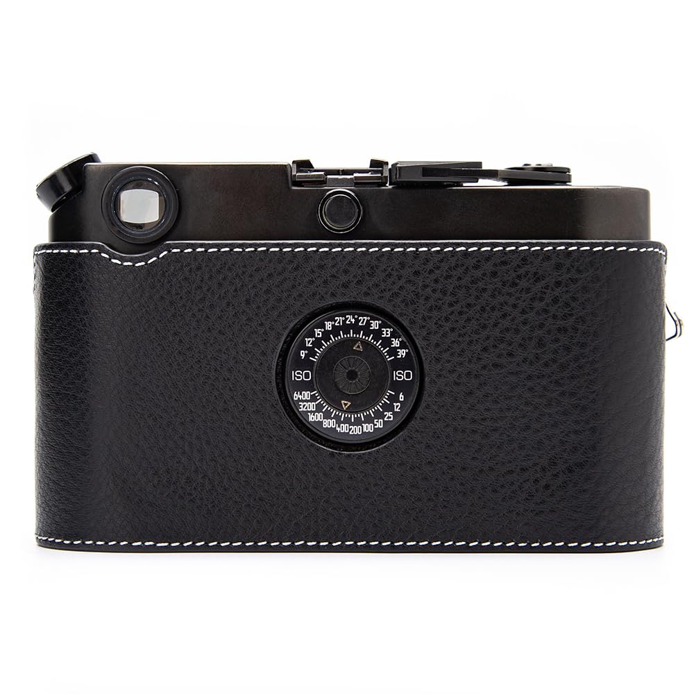 DBZZ Vintage Leather Camera Case, Half-Wrap Genuine Leather Hand Grip Design Camera Protector For LEICA M6/MP/M1/M2/M3/M4/MDa (Black-white line)