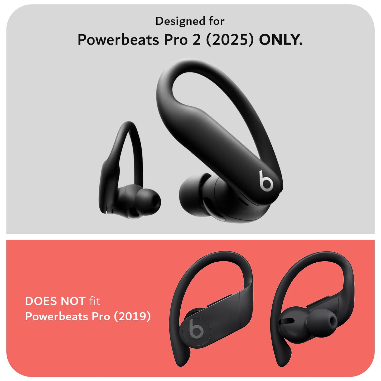 TUDIA TPU Case Compatible with Powerbeats Pro 2 (2025) [Case Only] with AirTag Holder, 2-in-1 Protective Cover with Magnetic Lid Lock and Carabiner