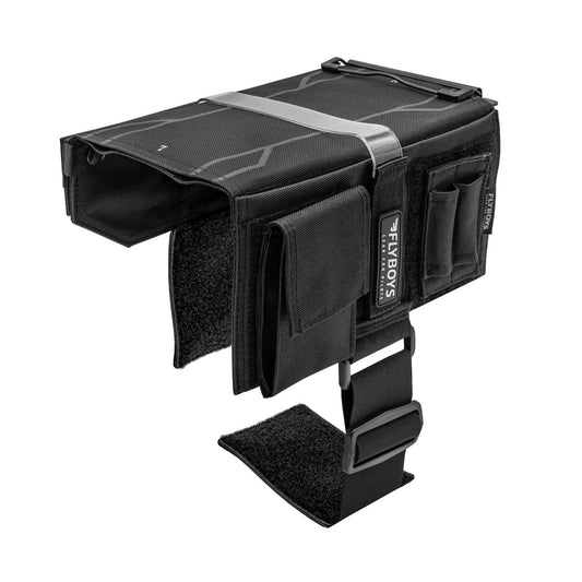 FlyBoys Reversible Pilot Kneeboard - Ambidextrous - for Left/Right-Handed Pilots, Detachable Eyelet Strip, Durable 600D Nylon, Adjustable Elastic Leg Strap - Black