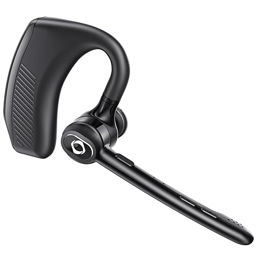 Wireless Headset Bluetooth Earpiece with Dual Noise Canceling Microphone Hands Free Headphones Single Ear Earphone Over Ear Earbud for iPhone Samsung