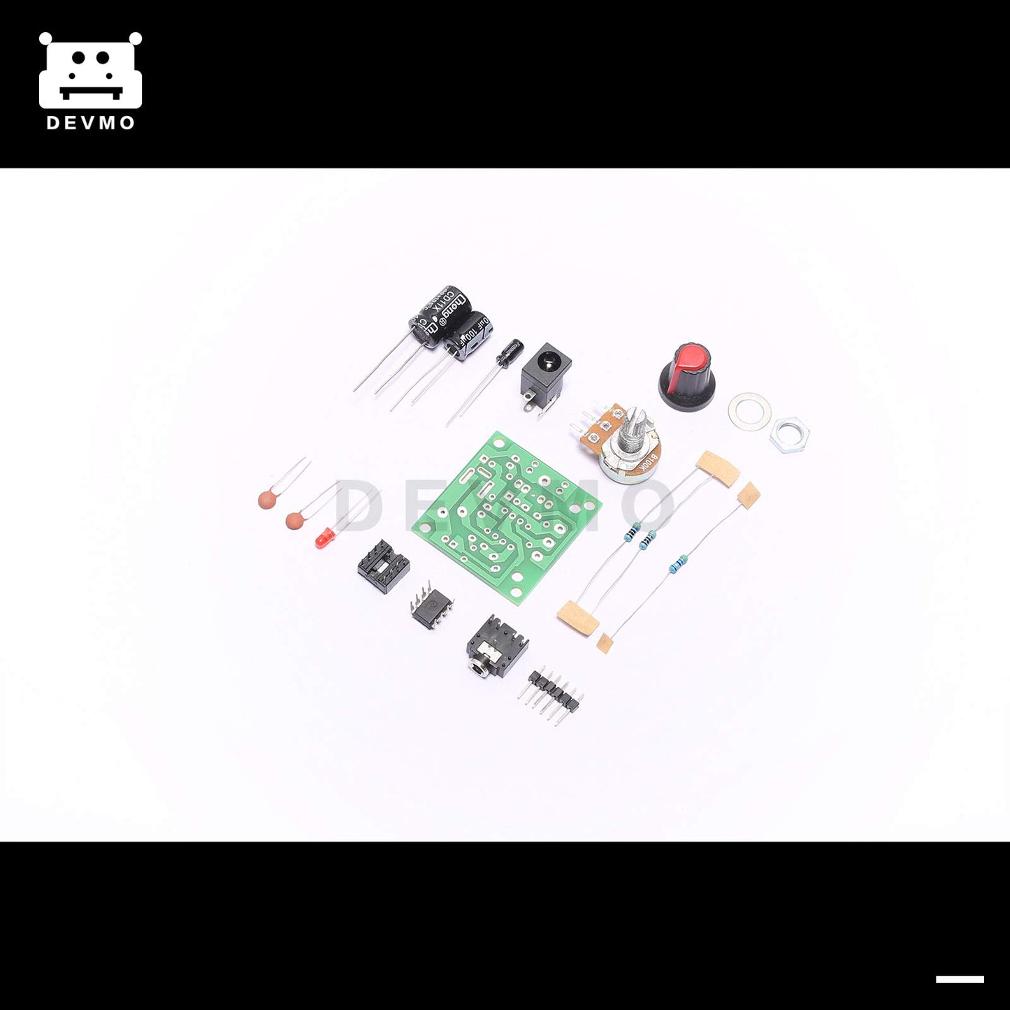 DEVMO LM386 Super Mini Audio Amplifier DIY Kit Board 35x37mm 3-12V - Unsoldered