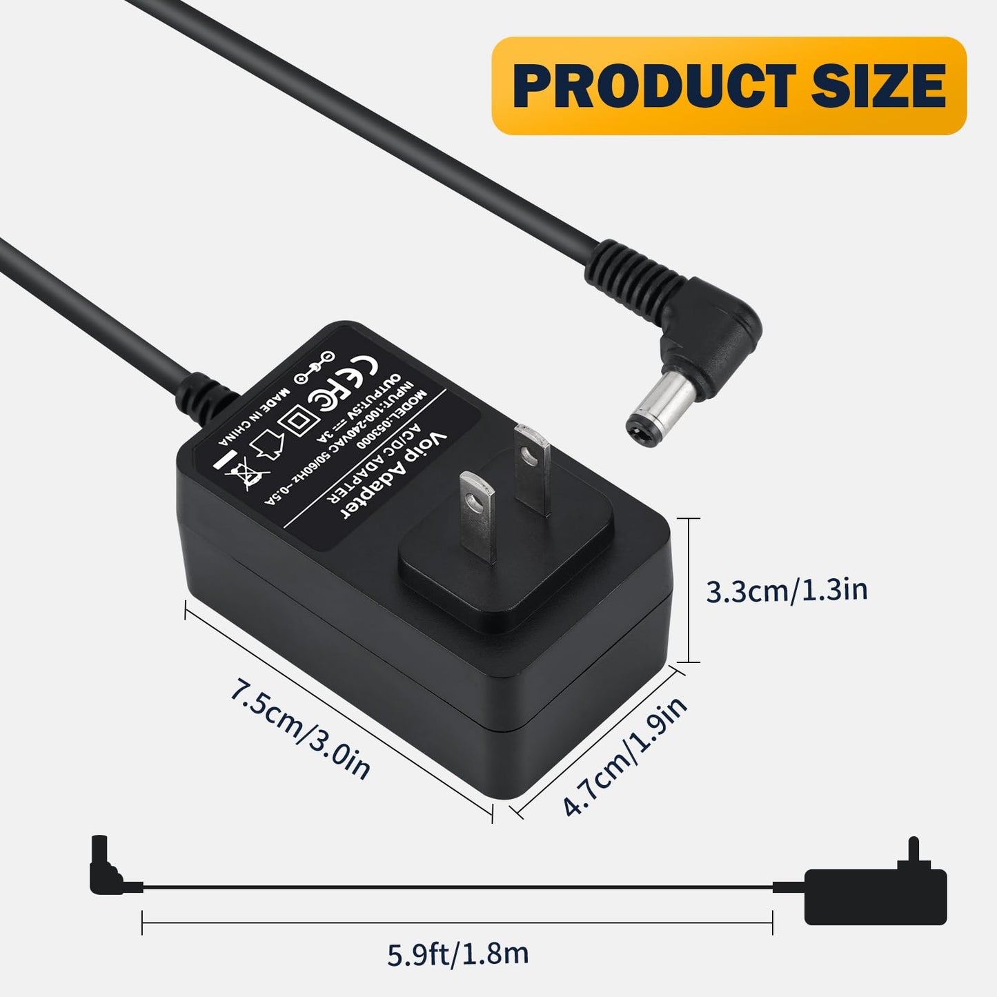 for polycom Power Cord 5v Compatible with Polycom VOIP IP Phones Poly VVX 150 250 350 450 Edge B, E400, E300 Series, E220, E100 EM50