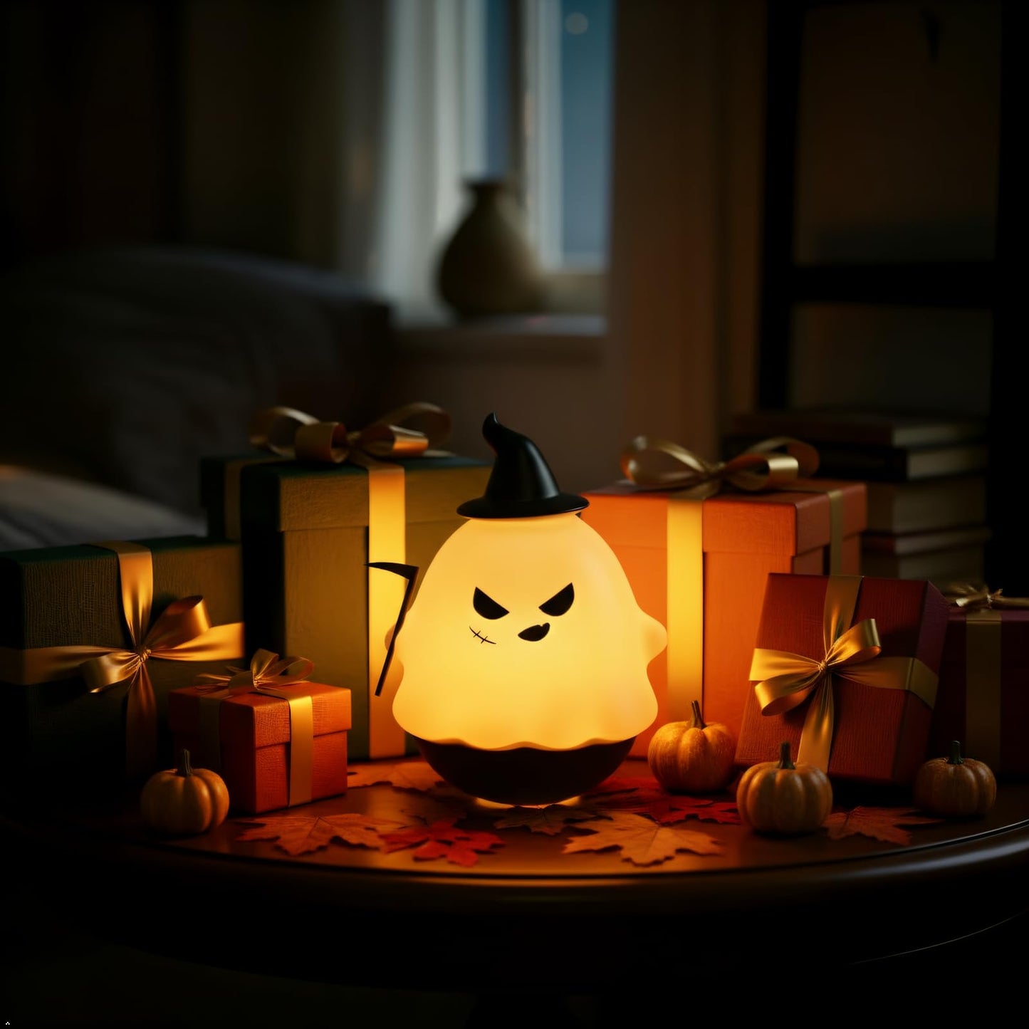 Cute Night Light for Kids, Silicone Roly-Poly Ghost Night Light with 3 Colors, Interactive Wobble Fidget Small Desk Lamp, Nursery Lamp Kawaii Room