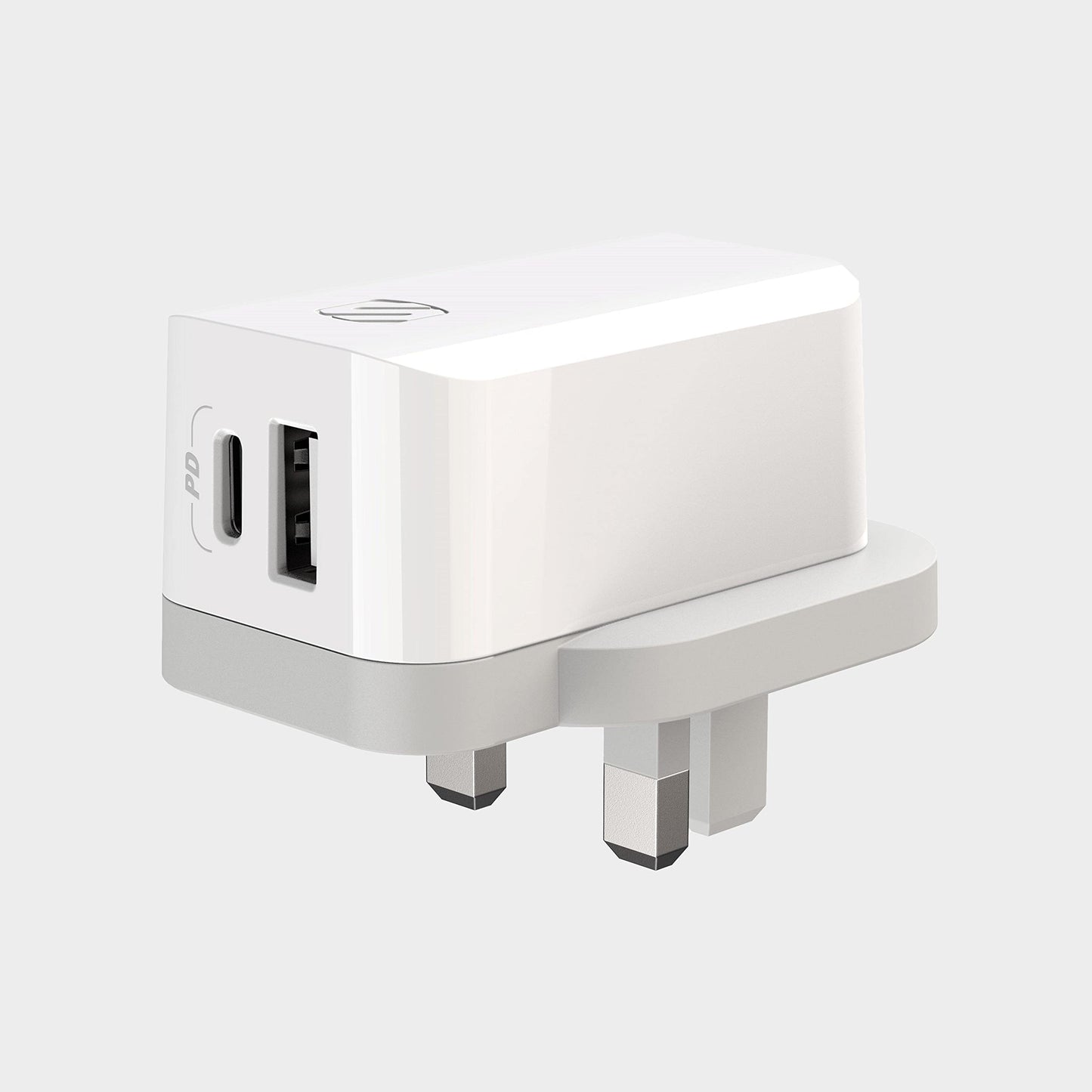 Scosche HPDCA32UK PowerVolt 32W Certified USB Type-C + USB Type-A UK Quick Wall Charger Power Delivery 3.0 for All USB-C and USB-A Devices in White
