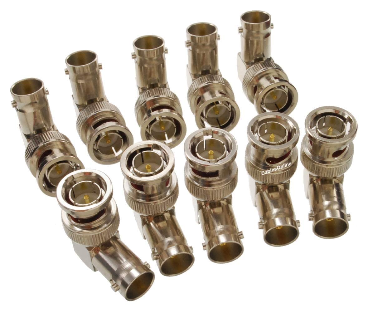 CablesOnline 10-Pack 90-Degree BNC Right-Angle Male to BNC Female Video Adapter (AV-A55-10)