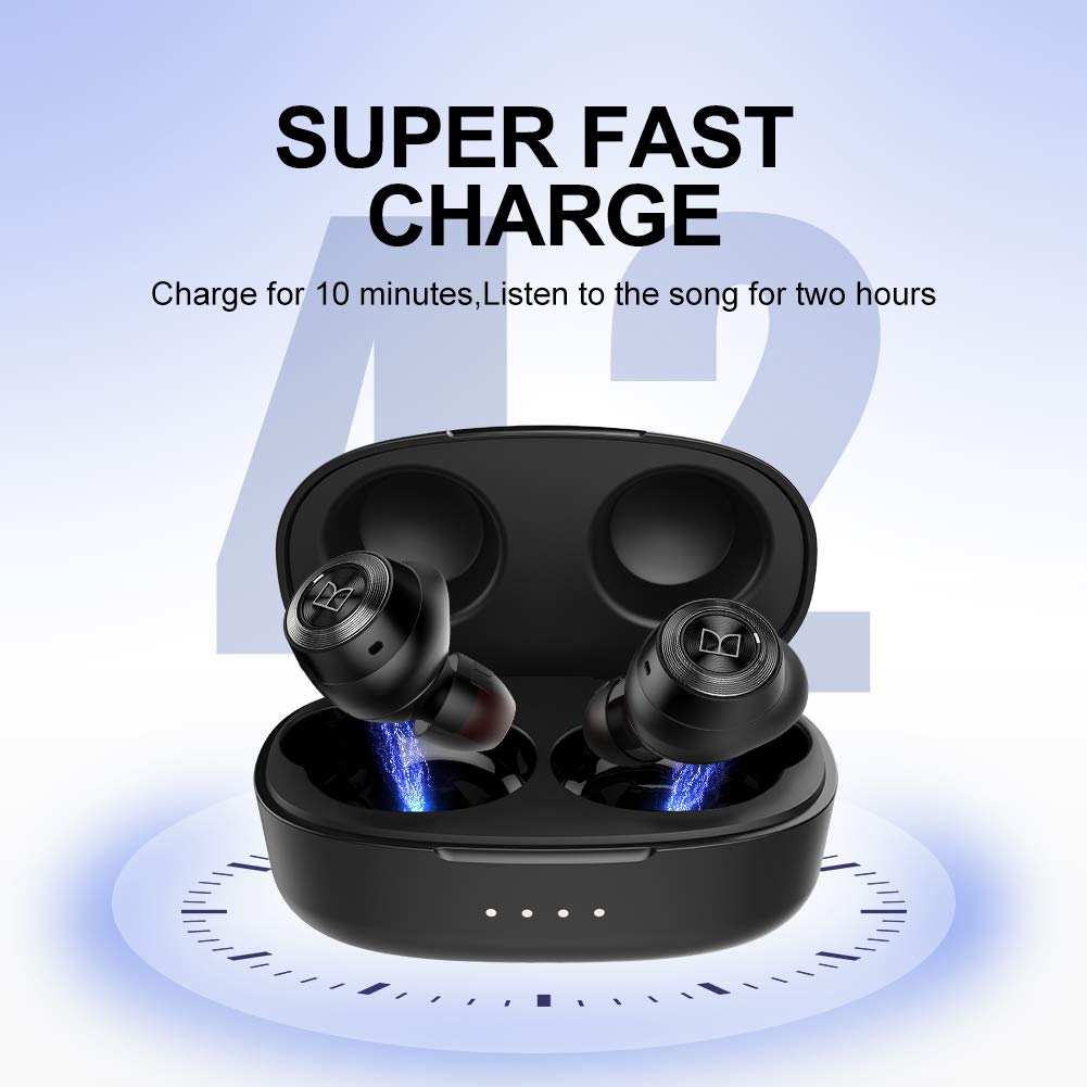 Monster Achieve 100 AirLinks Wireless Earbuds,Super Fast Charge,Bluetooth 5.0 in-Ear Stereo Headphones with USB-C Charging Case,Built-in Mic for Clear