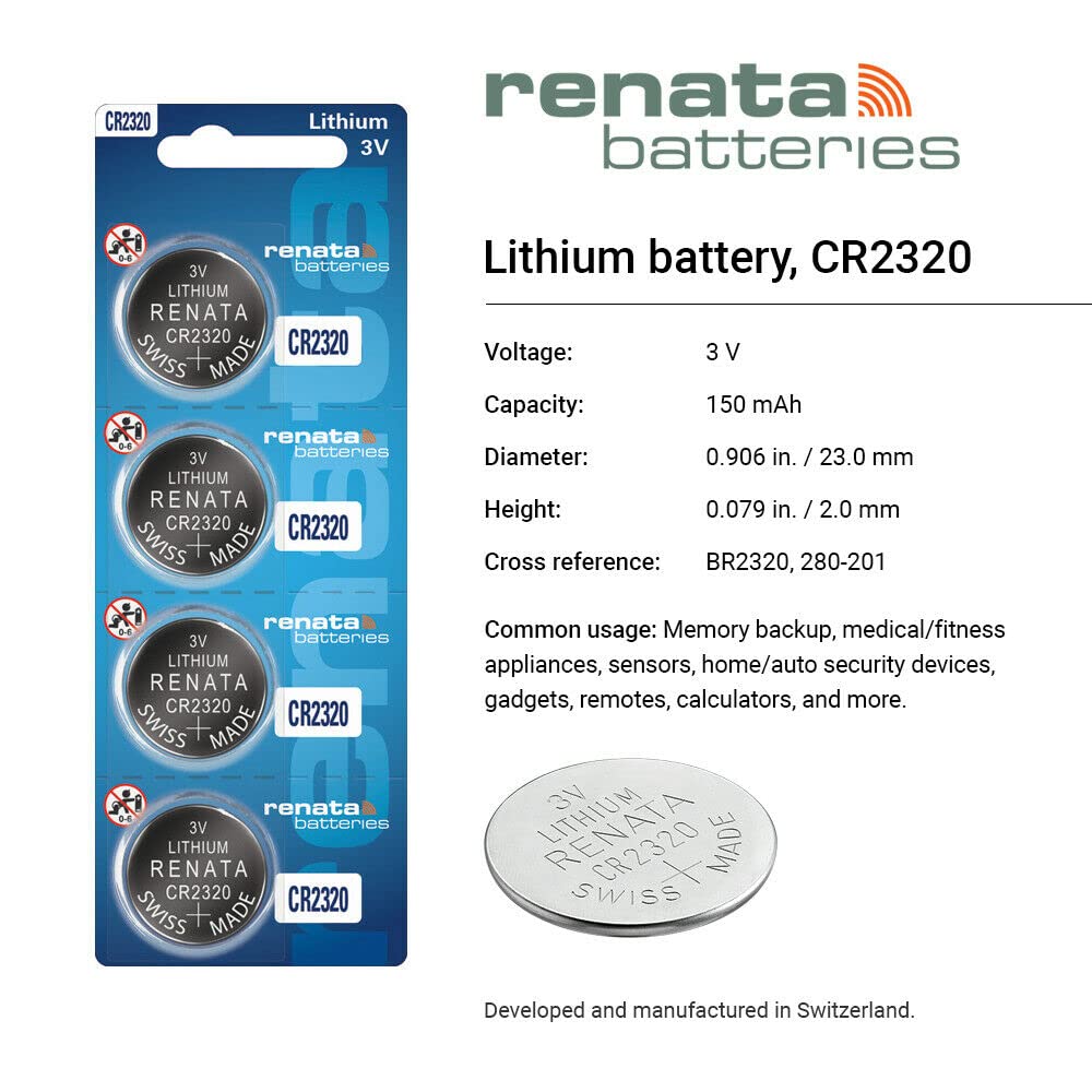 Renata CR2320 Batteries - 3V Lithium Coin Cell 2320 Battery (2 Count)
