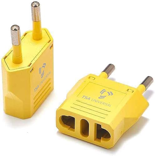 United States to Europe Type-C (Europlug) Compact Travel Power Adapter to Connect North American Electrical Plugs to European Style Round Holed…