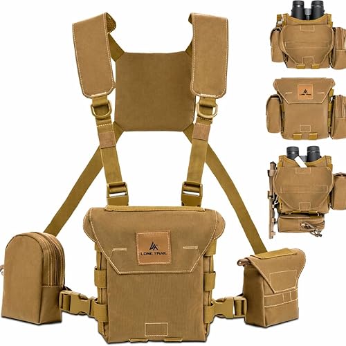 Waterproof Binocular Harness Chest Pack - Lightweight Bino Harness With Rangefinder Pouch, Binocular Case Chest Harness with Silent Magnetic Closure