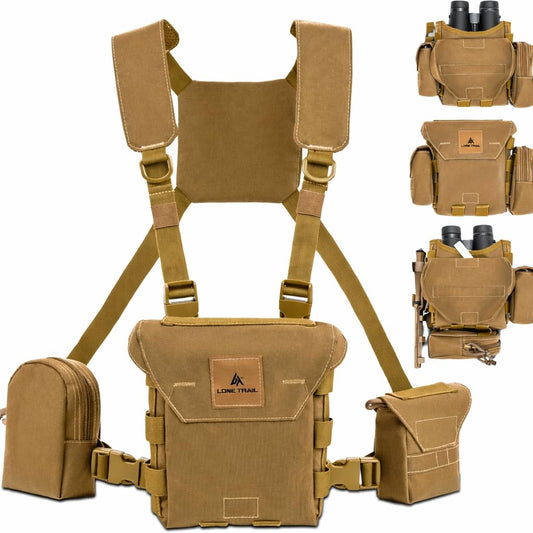 Waterproof Binocular Harness Chest Pack - Lightweight Bino Harness With Rangefinder Pouch, Binocular Case Chest Harness with Silent Magnetic Closure