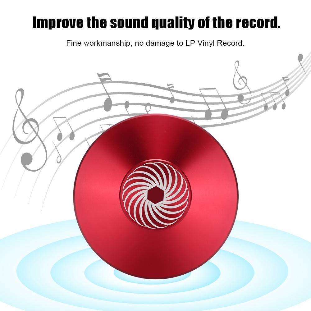 Record Clamp Audio Disc Turntable Aluminum Record Player Weight Disc Stabilizer Vibration Reducer(Red)