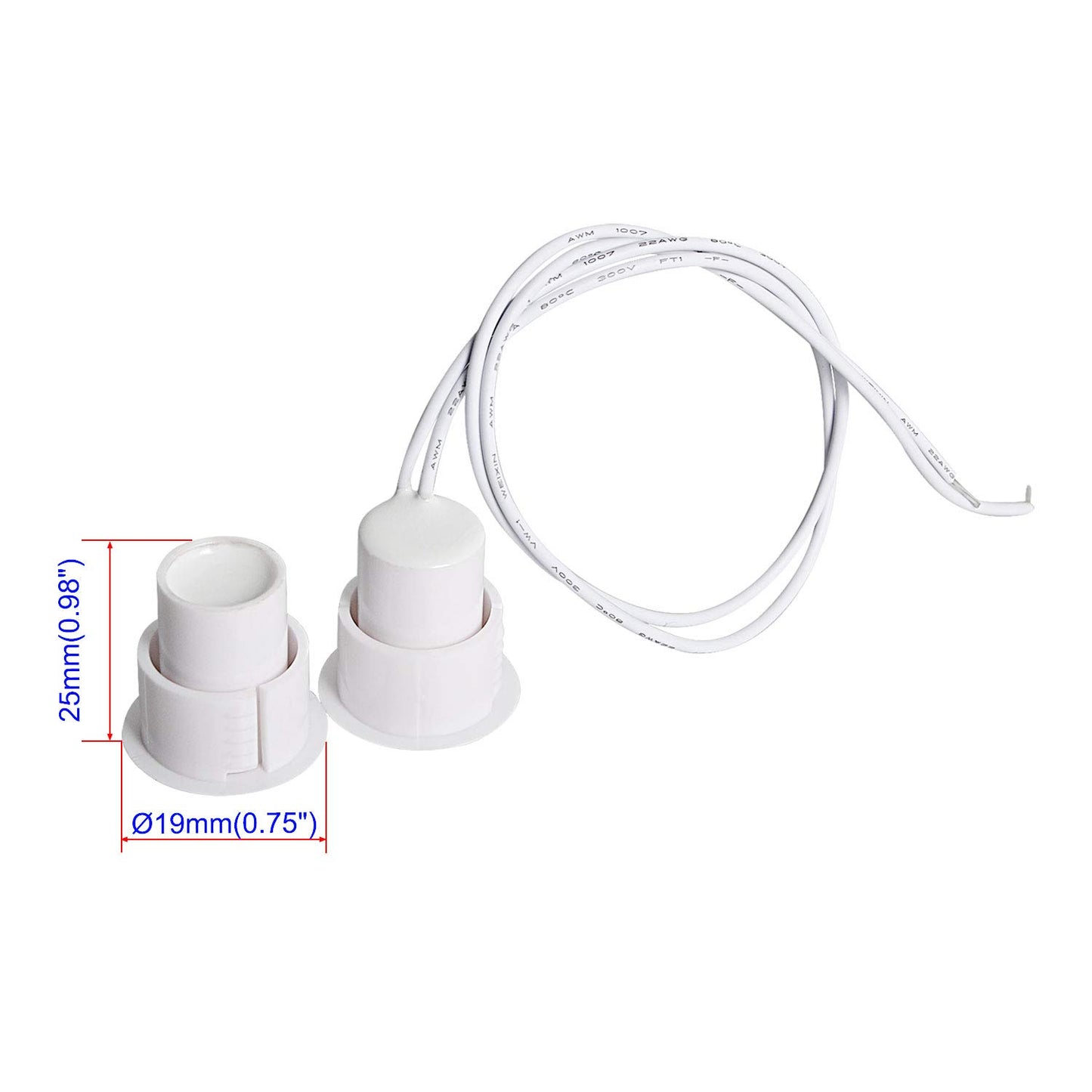 Aoje-Link RC-36 NC Recessed Wired Security Window Door Contact Sensor Alarm Magnetic Reed Switch for Home Security Access Control and Burglar Alarm