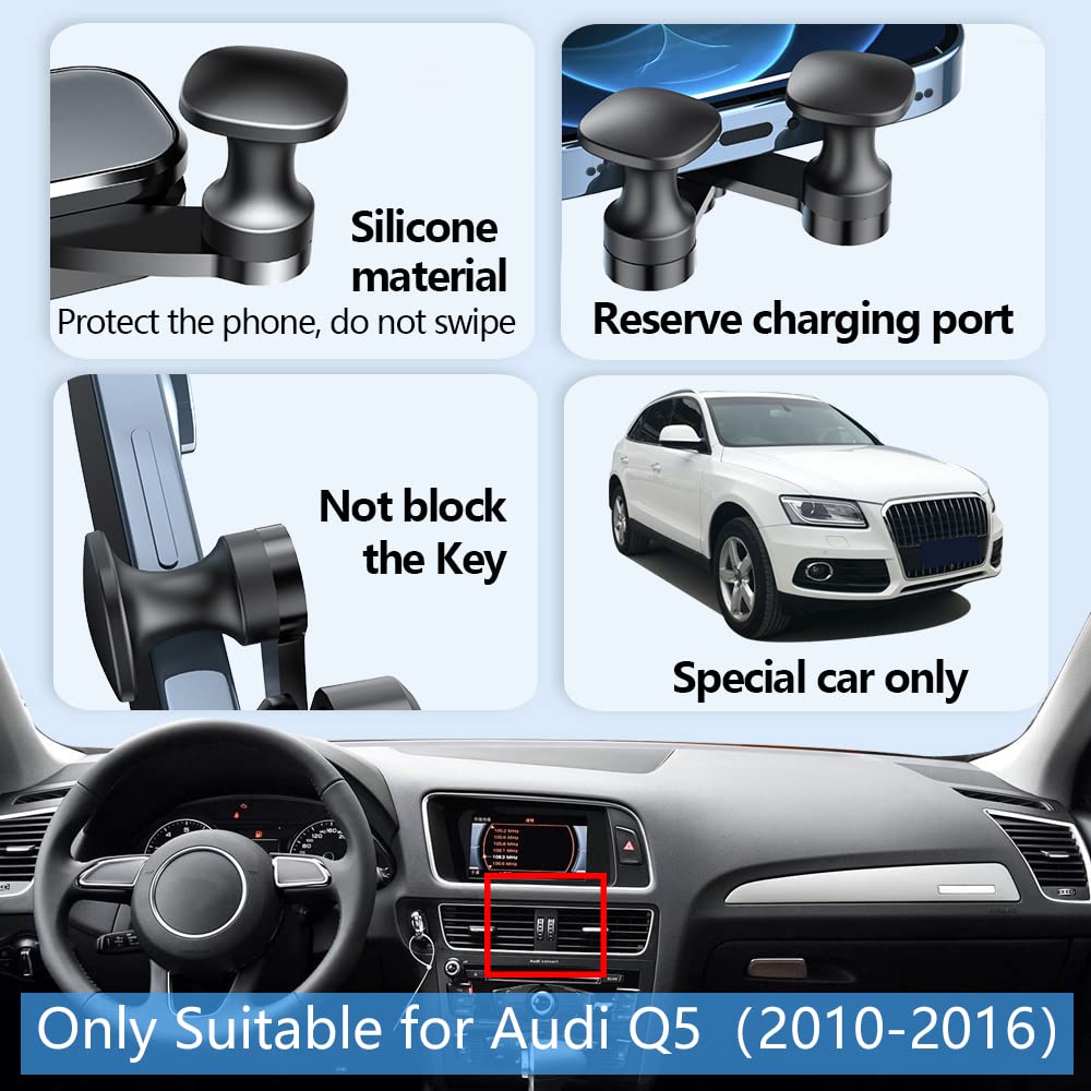 LUNQIN Car Phone Holder Mount for 2010-2016 Audi Q5, 2014-2017 Audi SQ5 Auto Accessories Interior Decoration Mobile Cell Smartphone Bracket
