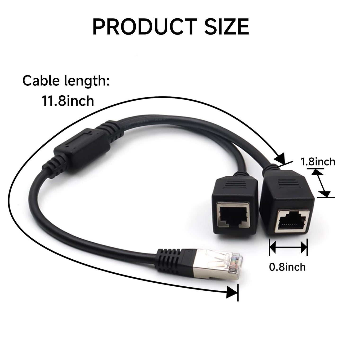 OLIREXD 2Pcs Ethernet Cable Splitter, ABS RJ45 Ethernet Splitter Adapter, RJ45 1 Male to 2 Female Ethernet Splitter, Y 1 Male to 2 Female Socket