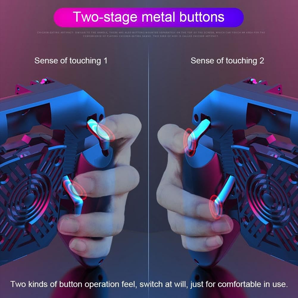 Mobile Game Controller Fast Cooling Phone Gamepad 4 Trigger 6 Finger Operation Grip 4000 mAh Built-in battery Rechargeable for iPhone, Samsung