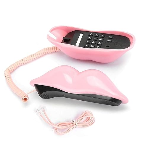 CHENJIEUS Lip Telephone, Advanced Home Telephone, Interesting Mouth Lip-Shaped Telephone, Electroplating Wire Phone Home Decoration, for Families