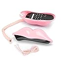 CHENJIEUS Lip Telephone, Advanced Home Telephone, Interesting Mouth Lip-Shaped Telephone, Electroplating Wire Phone Home Decoration, for Families