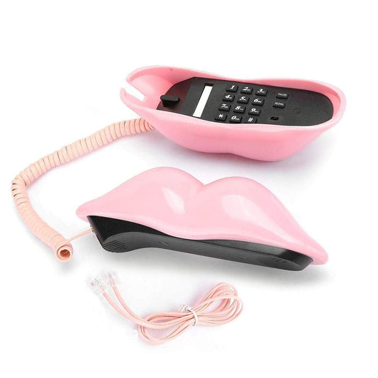 CHENJIEUS Lip Telephone, Advanced Home Telephone, Interesting Mouth Lip-Shaped Telephone, Electroplating Wire Phone Home Decoration, for Families