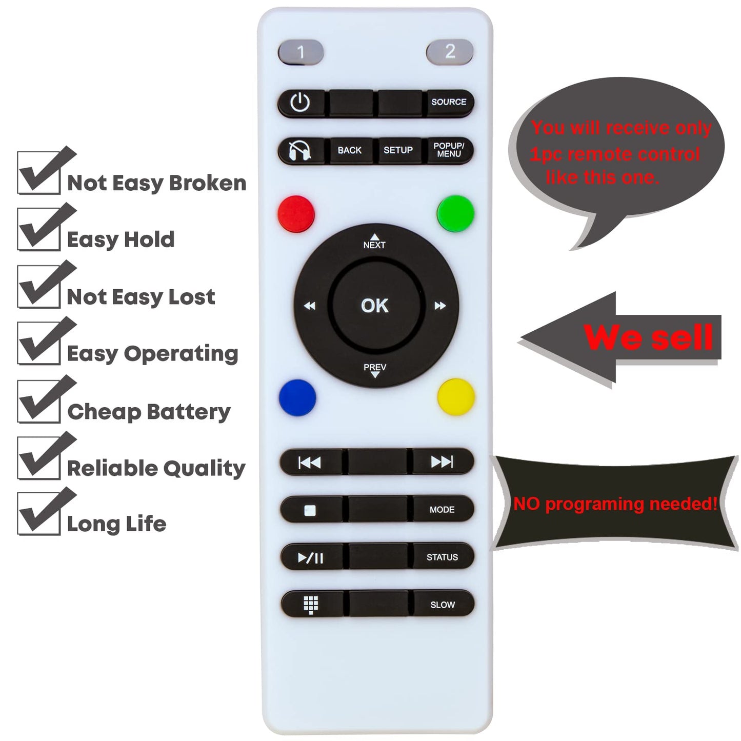 Replacement Remote Control for (2008 to 2018) Chrysler Town & Country VES DVD Entertainment System 05091148AA 05107094AB 05107094AC 5107094AC