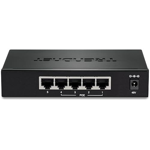TRENDnet 5-Port Gigabit EdgeSmart PoE+ Switch, 4 x Gigabit PoE+ Ports, 1x Gigabit Port, 31W PoE Power Budget, Managed PoE+ Switch, Wall mountable