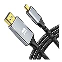 CAMKOO 4K Micro HDMI to HDMI Cable Adapter 6.6FT, Exclusive Aluminum Alloy Shell/Nylon Braid/Gold-Plated (Male to Male) 4K/60HZ/3D Compatible