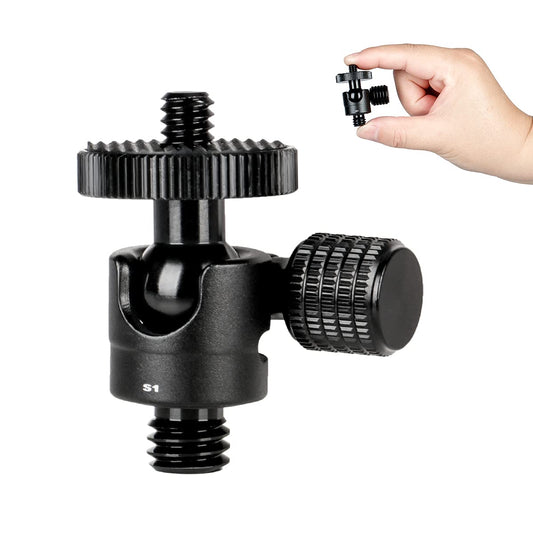 koolehaoda Mini Ballhead Camera Tripod Ball Head Mount and 1/4 to 3/8 Connector (1/4 to 3/8 Connector)