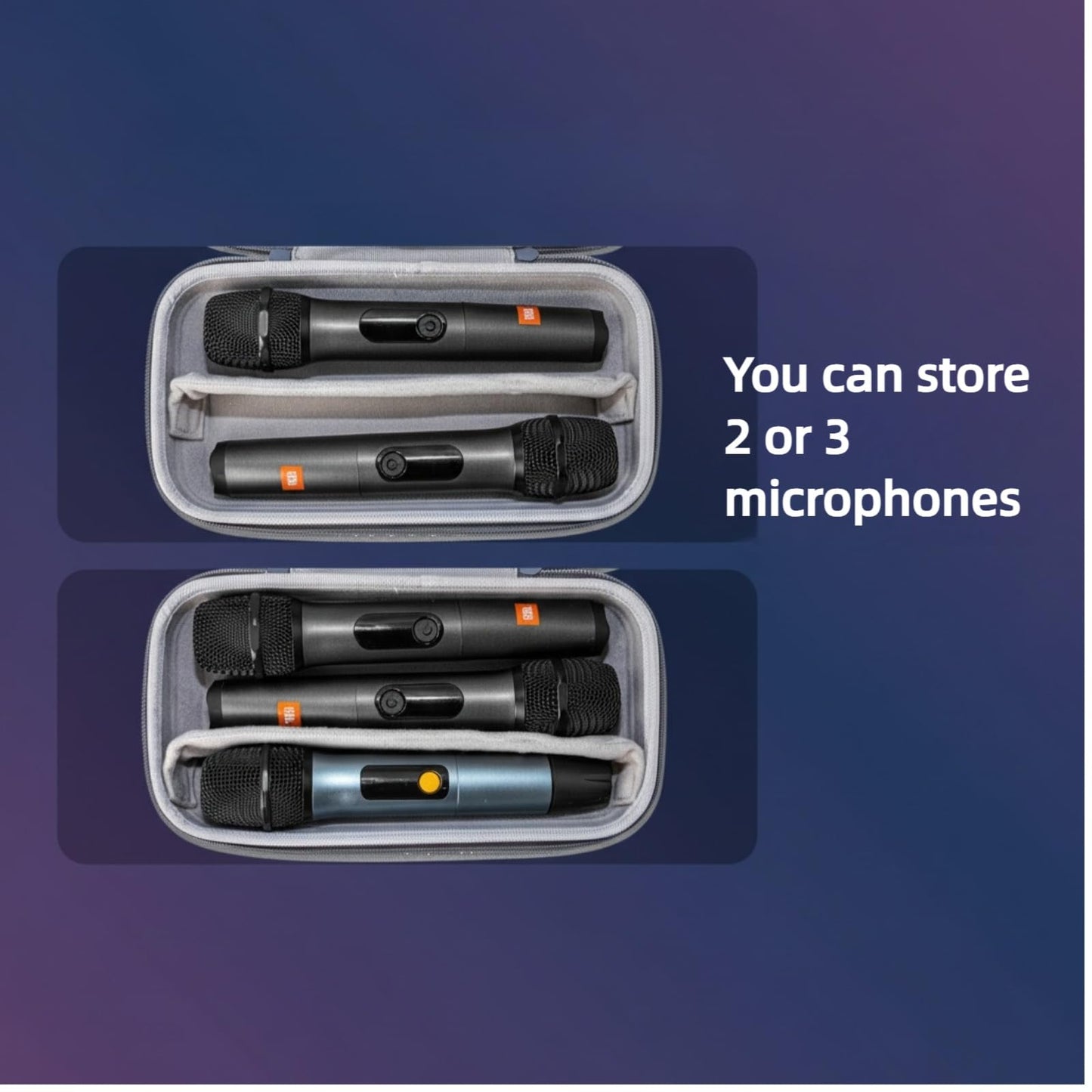 Microphone Case for 3, Microphone Bag for 2 Wireless Microphones EVA Hard Dual Wireless Mic Storage Bag for Gigging and Travel(Case Only)