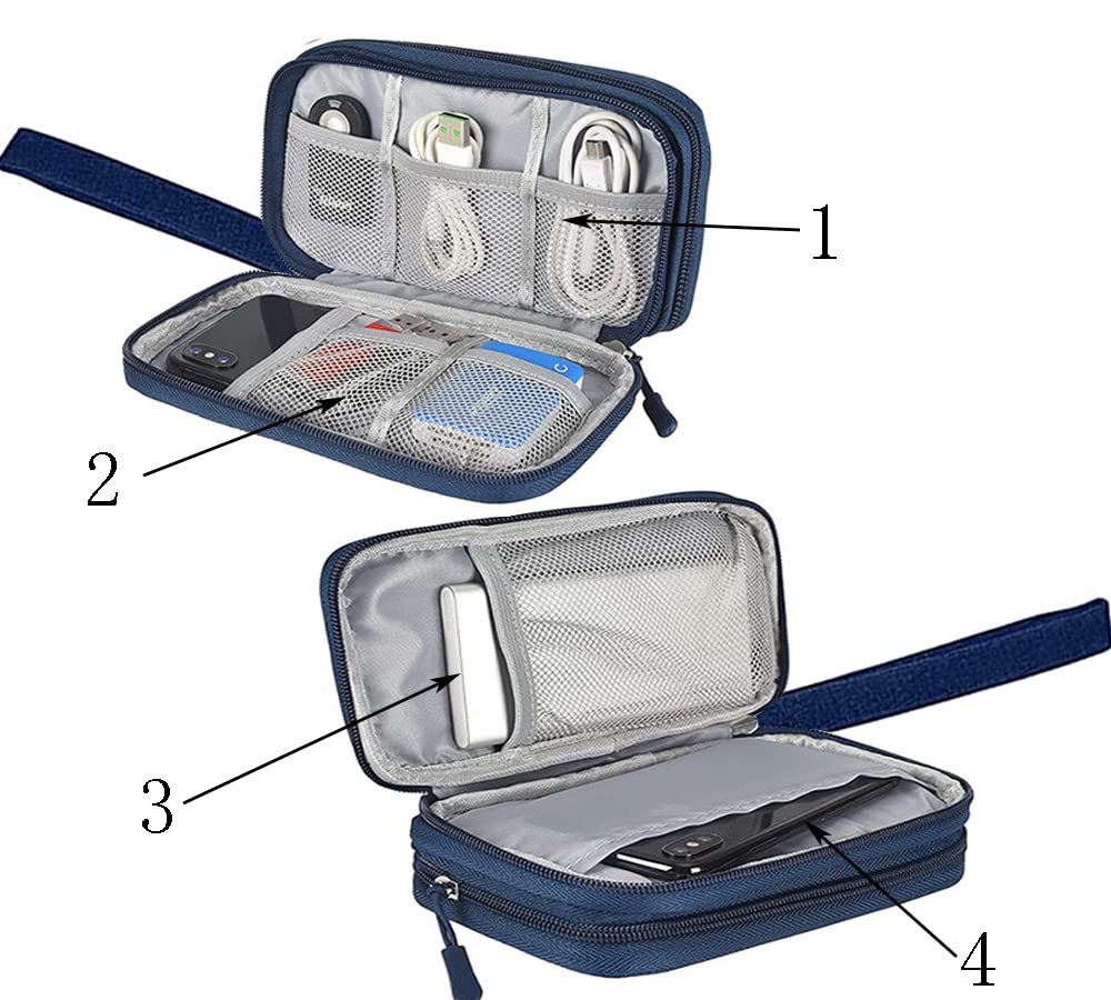 Dealcase Universal Electronics Accessories Case, Waterproof Portable Cable Organizer Bag, Multifunctional Travel Digital Accessories Storage Bag, Navy
