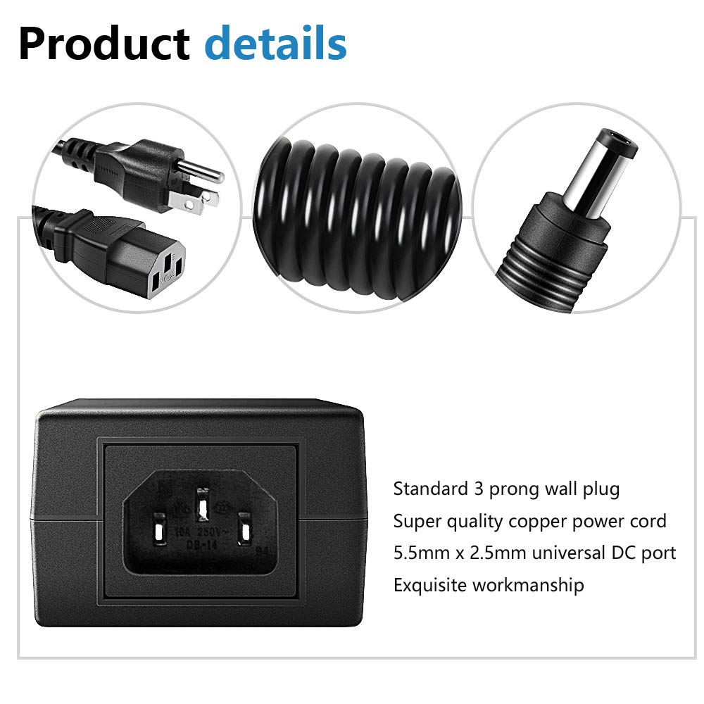 SHNITPWR 12V 5A 60W Power Supply Adapter AC DC Converter 100V~240V to 12 Volt 5 Amp Transformer 5.5x2.5mm Plug for 5050 3528 LED Strip Light 3D…