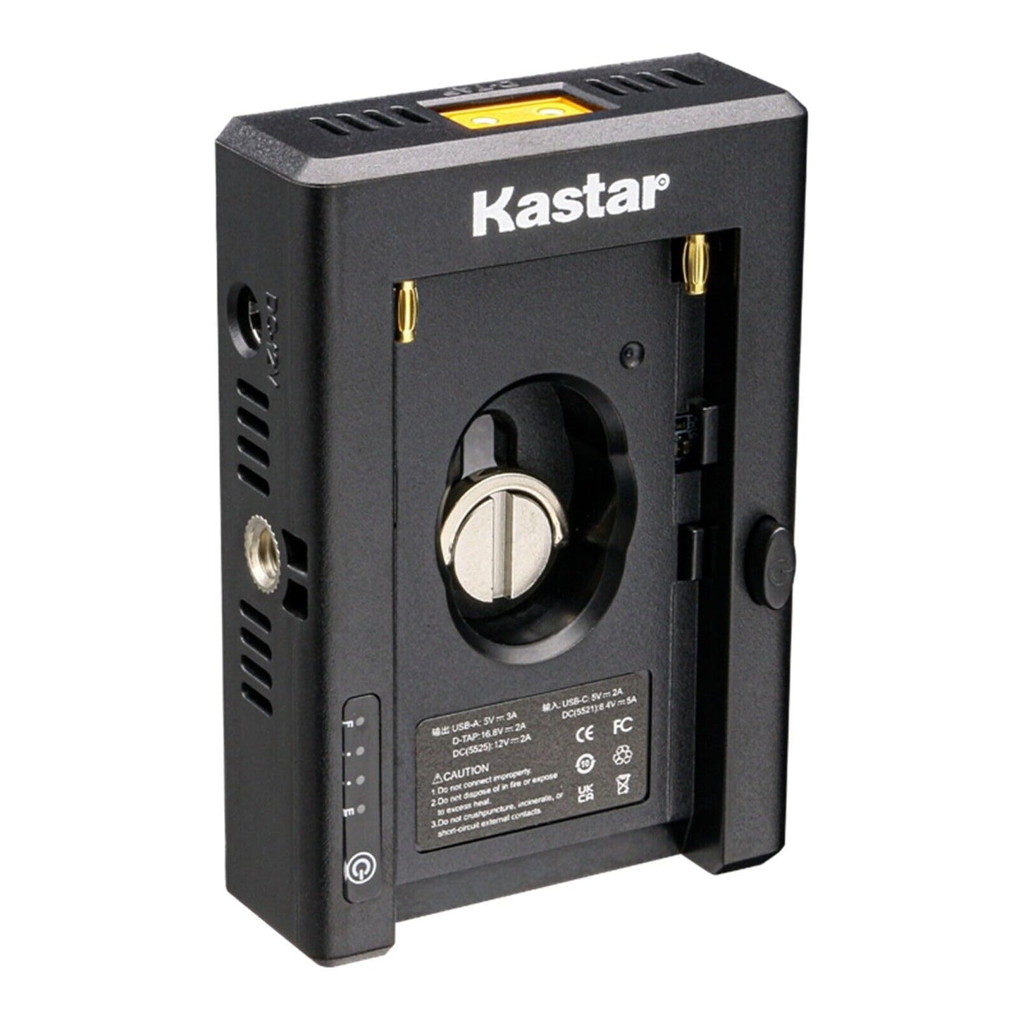 Kastar NP-F Battery Adapter Plate W/LED Indicators, Input Type-C 5V 2A, 8.4V 5A 5.5x2.1mm, Output 12V 2A 5.5x2.5mm, 16.8V 2A Dtap, 5V 3A USB for NP-F