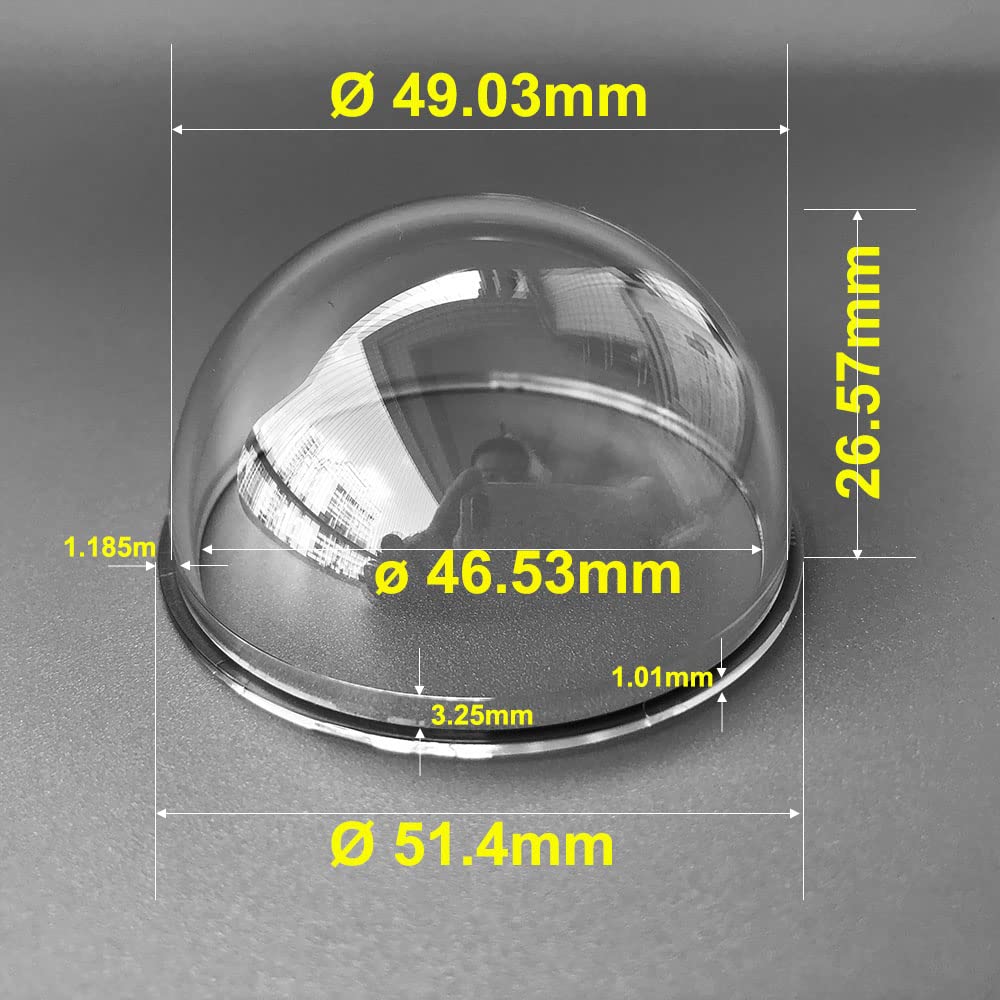 2 Inch Small Acrylic PC Clear Dome Glass Protective Cover Mini Security CCTV Camera Dome Housing Anti-Aging Transparent Shell 51.4x26.57mm