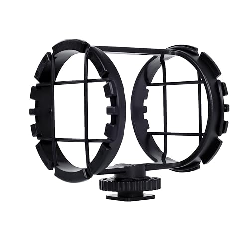 Movo SMM2 Microphone Shock Mount with Camera Cold Shoe for Shotgun Microphones 1" - 2" in Diameter (Fits The Zoom H1n)