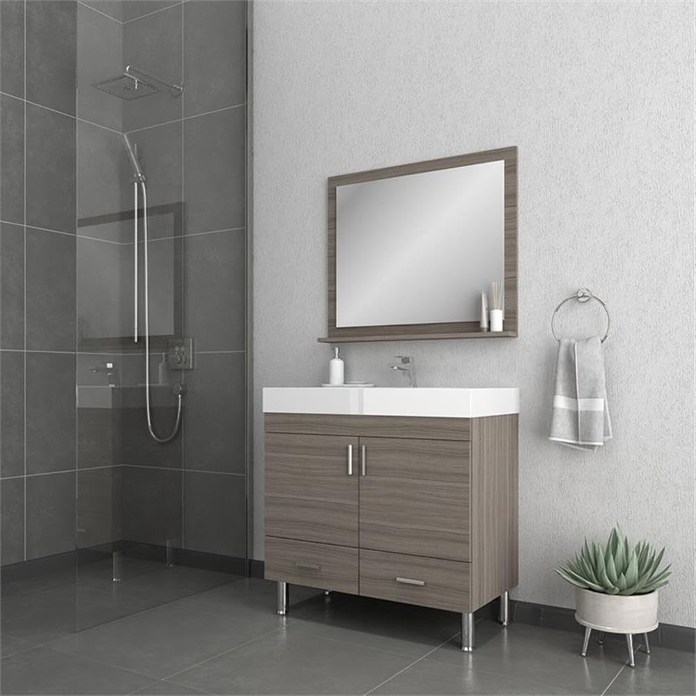 Alya Bath At-8089-G 36" Single Bathroom Vanity with Mirror in Grey