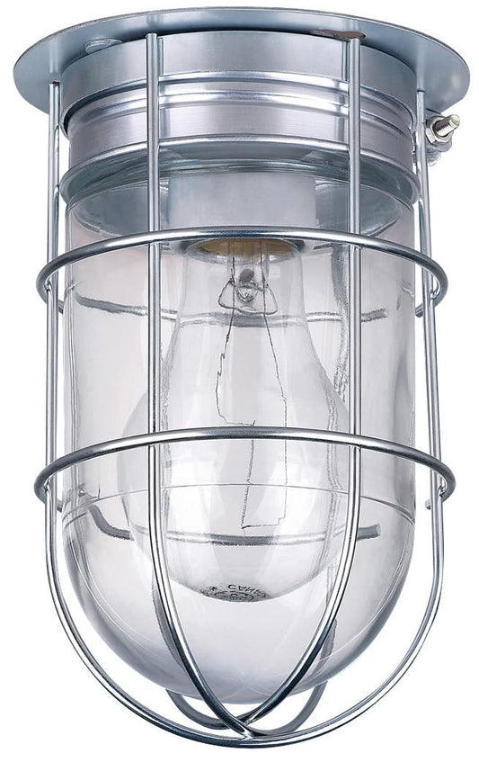 Canarm Outdoor Silver Barn Light, Industrial Wall or Ceiling Mount Sconce, 7-Inch Damp Rated Fixture for Porch, Patio, or Entryway