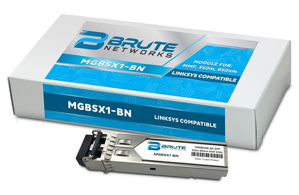 Brute Networks MGBSX1-BN - 1000BASE-SX 550m MMF 850nm SFP Transceiver (Compatible with OEM PN# MGBSX1)