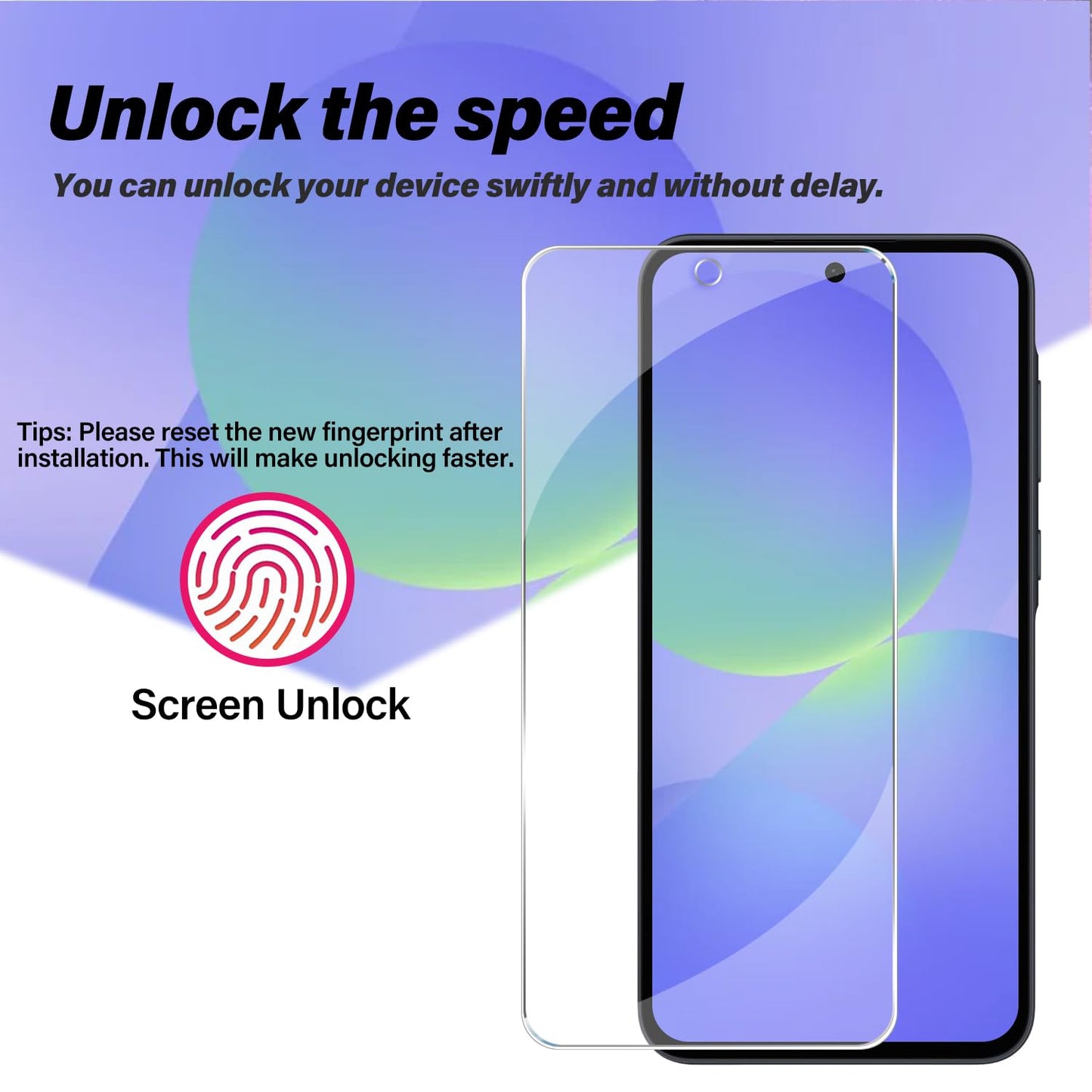 BIGFACE Galaxy A36 Tempered Glass Screen Protector + Camera Lens Protector [2 + 2 Pack][Case Friendly][Anti-Scratch][Ultrasonic Fingerprint Unlock] HD