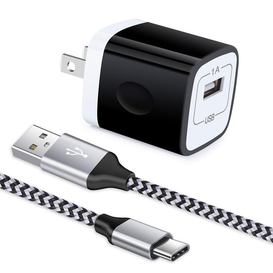 Type C Wall Charger, 5V/1A Charging Block Wall Charger Plug Cube Brick with 6ft USB C Cable Type C Charger Cable Cord for Samsung Galaxy S26 Ultra S25