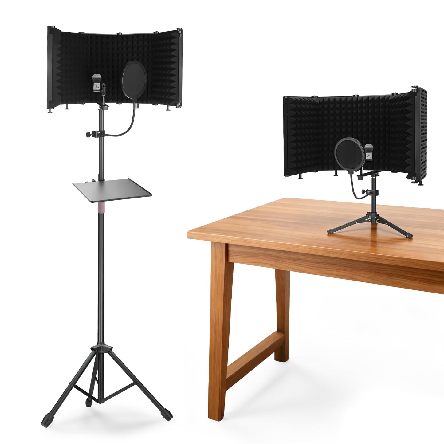 Professional Studio Recording Microphone Isolation Shield With Standing & Desktop,High Density Mic Sound Shield for Recording Studio, Podcasts