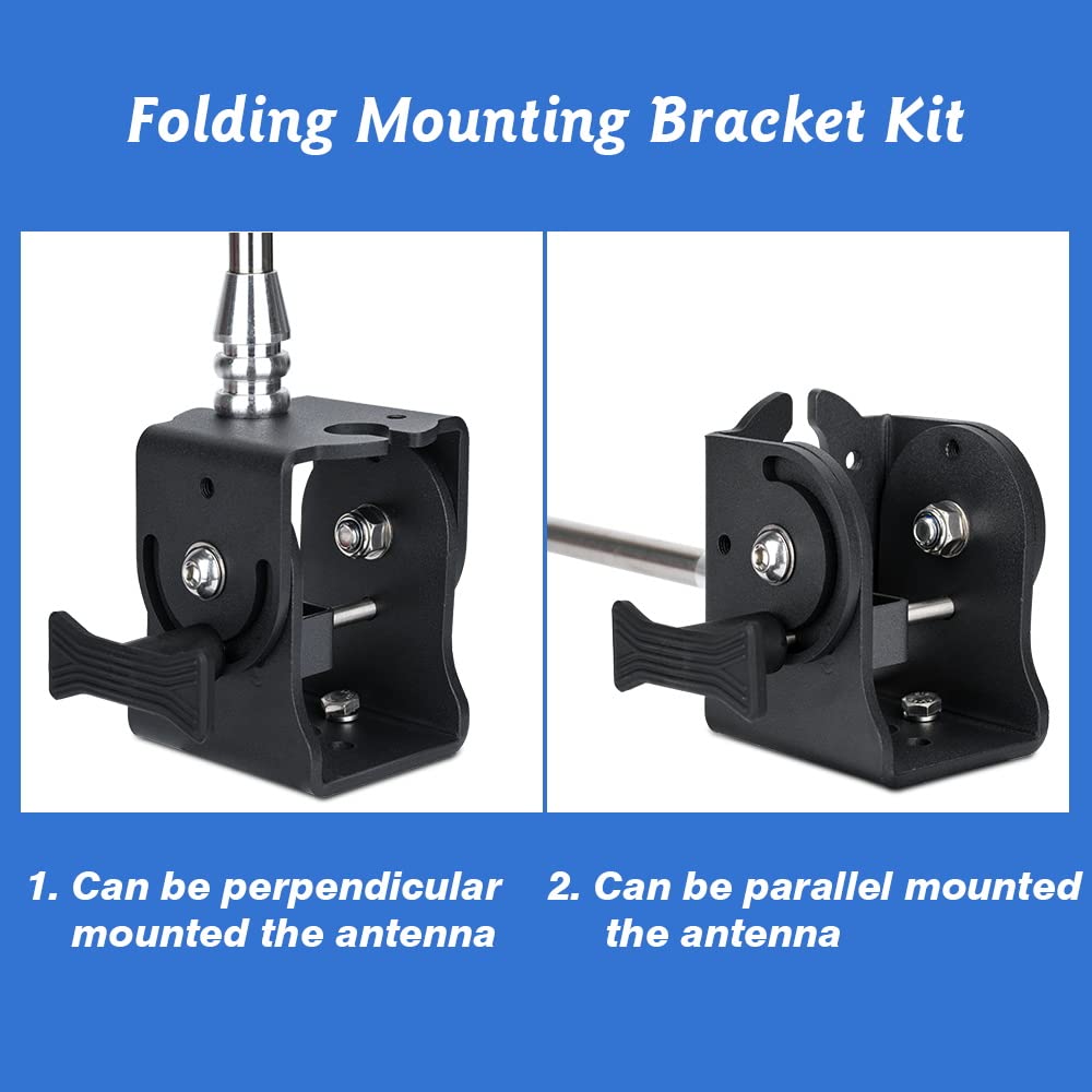 DITKOK Folding Antenna Mount - Roof Rack Mounting Bracket Kit, Fits Crossbars and Platforms, Folding Aerial Bracket for Antennas, Flags and Small LED