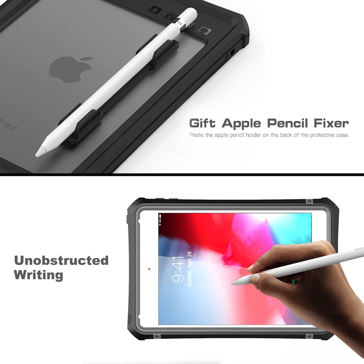 ShellBox Case for iPad mini 5/4 7.9 Inches,Full-Body Protective Bumper Case,with Pencil Holder,Rugged Folding Kickstand,Lanyard,IP68 Waterproof