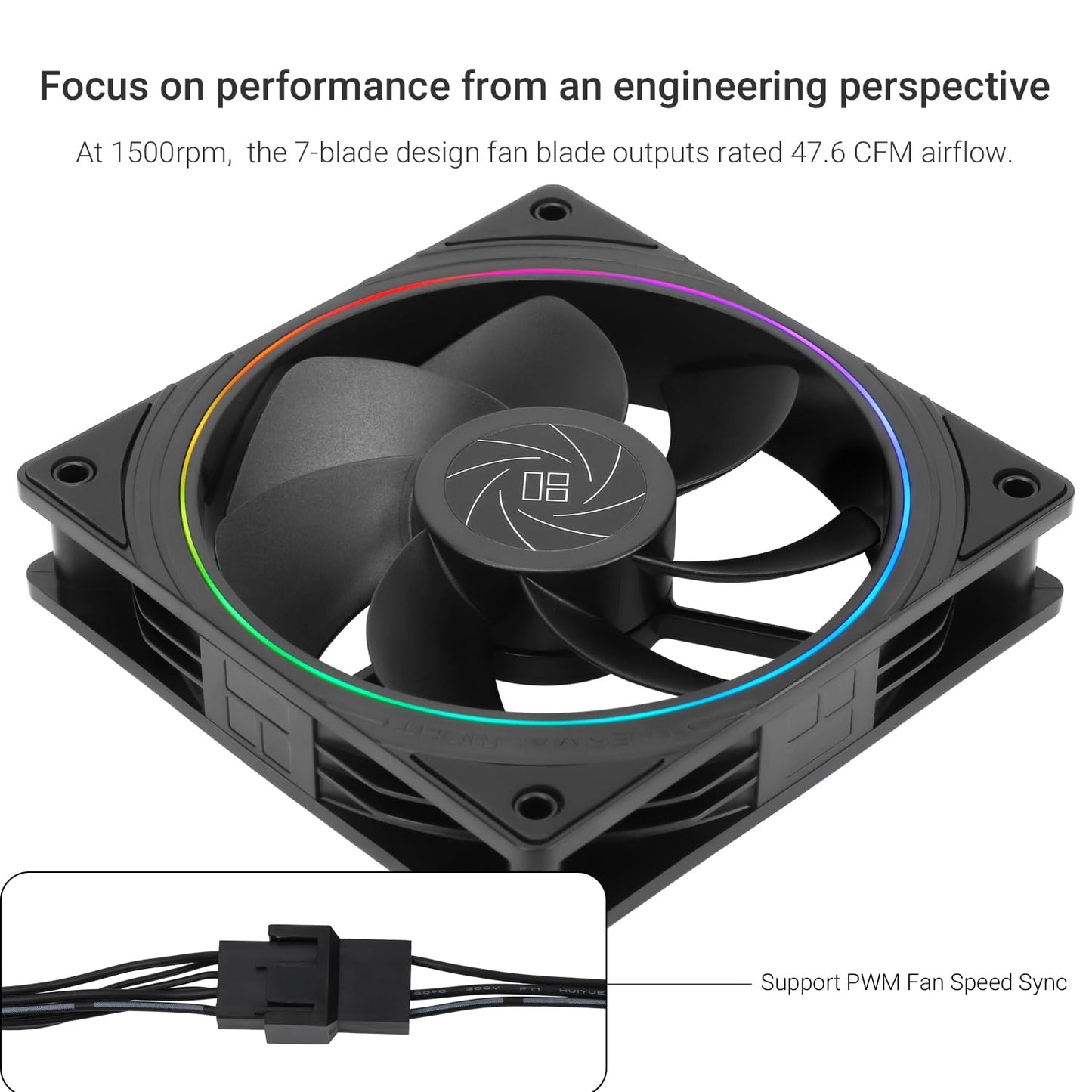 Thermalright TL-S12R X3 CPU Fan 120mm Reverse Fan Case Cooler Fan Comes with ARGB Lighting,CPU Cooling Fan with 1500RPM Speed,Black PC PWM Silent