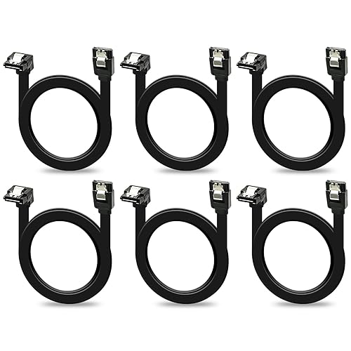 V TELESKY 6Pack Short SATA III Cable 90 Degree Right Angle and Straight? 6Gbps Cable with Locking Latch for HDD/SSD/CD and DVD Drives ?40cm