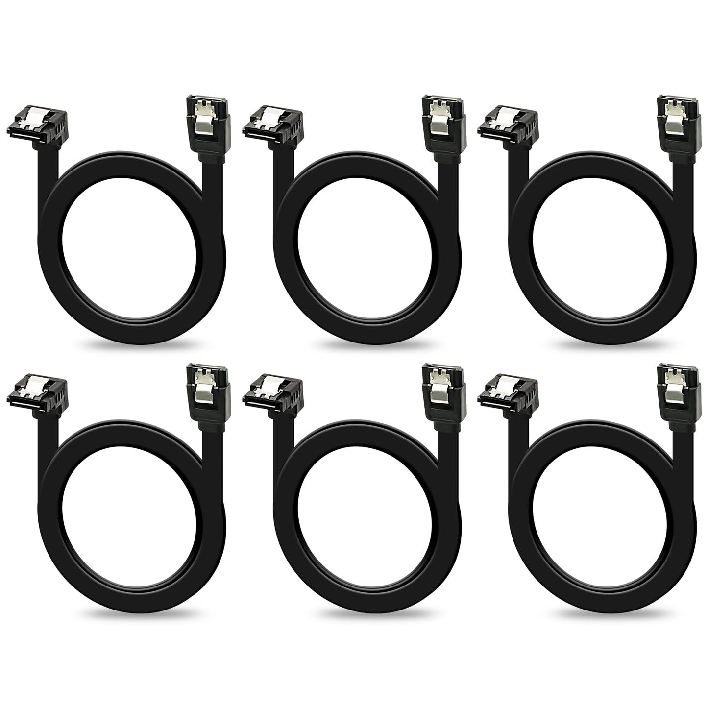 V TELESKY 6Pack Short SATA III Cable 90 Degree Right Angle and Straight? 6Gbps Cable with Locking Latch for HDD/SSD/CD and DVD Drives ?40cm