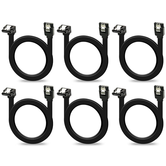 V TELESKY 6Pack Short SATA III Cable 90 Degree Right Angle and Straight? 6Gbps Cable with Locking Latch for HDD/SSD/CD and DVD Drives ?40cm