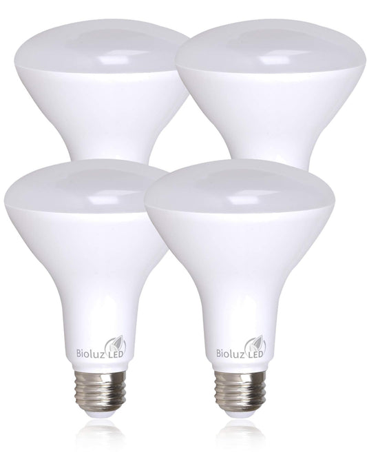 Bioluz LED 4 Pack BR30 LED Bulbs Indoor Flood Lights 90+ CRI 65W Equivalent uses 7.5W 2700K Warm White 650 Lumens E26 Base Dimmable Instant On